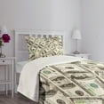 thumbnail image 5 of Ambesonne Money Quilted Bedspread Set 2 Pcs, Ben Franklin Portrait Wealth, Twin Size, Pale Green Grey, 5 of 6