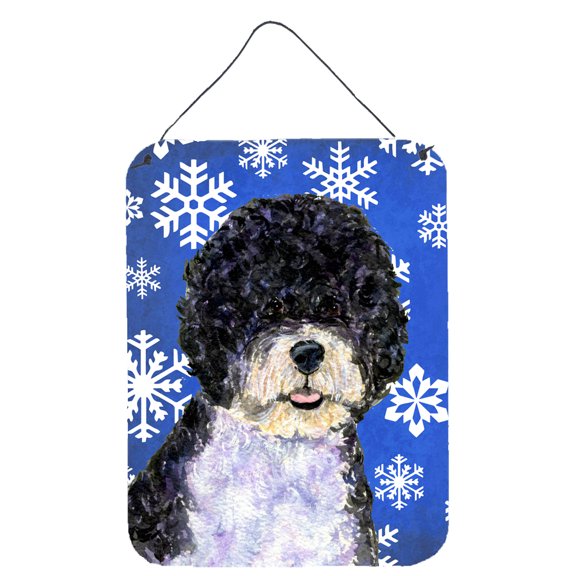 Portuguese Water Dog Winter Snowflakes Holiday Wall or Door Hanging Prints