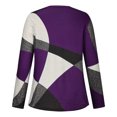 thumbnail image 5 of Homenesgenics Womens Tops under $5 Women's New Color Blocked Printed Long Sleeved T-shirt Round Neck Tops Purple XXL, 5 of 5