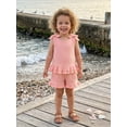 thumbnail image 6 of BemeyourBBs Toddler Girls Summer Clothes Cute Infant Baby Girl Summer 2 Piece Outfit 6 12 18 24 Months 2 3 4 Years Shoulder Bows Sleeveless Ruffled Tank Top and Shorts Set, 6 of 9