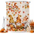 thumbnail image 2 of Orange Gnomes Fall Shower Curtains for Bathroom, Pumpkins Maple Leaf Thanksgiving Waterproof Fabric Shower Curtain, Decorative Bathroom Curtain for Bathtub, 72"x84", No Hooks Included, 2 of 9