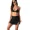 black, variant on Attraco Womens Scalloped Design High Waisted Split Swim Skirt Sporty Drawstring Skirted Swim Bottom Built-in Panty