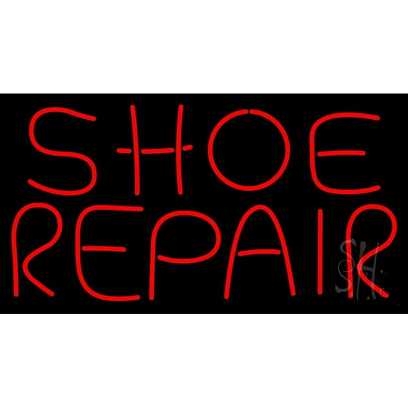 Shoe Repair Red LED Neon Sign 20 x 37 - inches, Black Square Cut Acrylic Backing, with Dimmer - Bright and Premium built indoor LED Neon Sign for store interior Décor, Storefront.