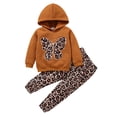 thumbnail image 3 of HCYSFG Cheetah Print Outfit Sets For Girls Leopard Print 2 Piece Tops Hooded Long Sleeve Butterfly Sweatshirt Jogger Pants Bottoms, 3 of 9