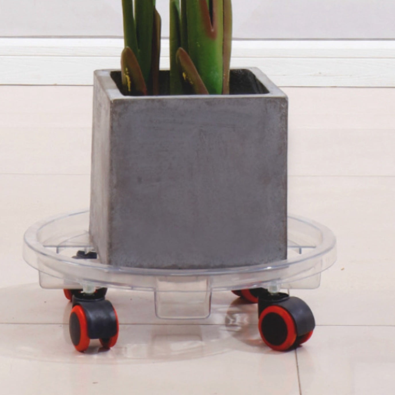8Pcs Heavy-Duty Clear Plant Caddy with Wheels, Rolling Flower Pot Stand 11.8" Inner 13" Outer Diameter, Water Collection Plant Dolly for Large Indoor Outdoor Potted Plants