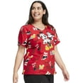 thumbnail image 4 of Tooniforms Scrubs Top For Women V-Neck Print TF614, 4 of 7