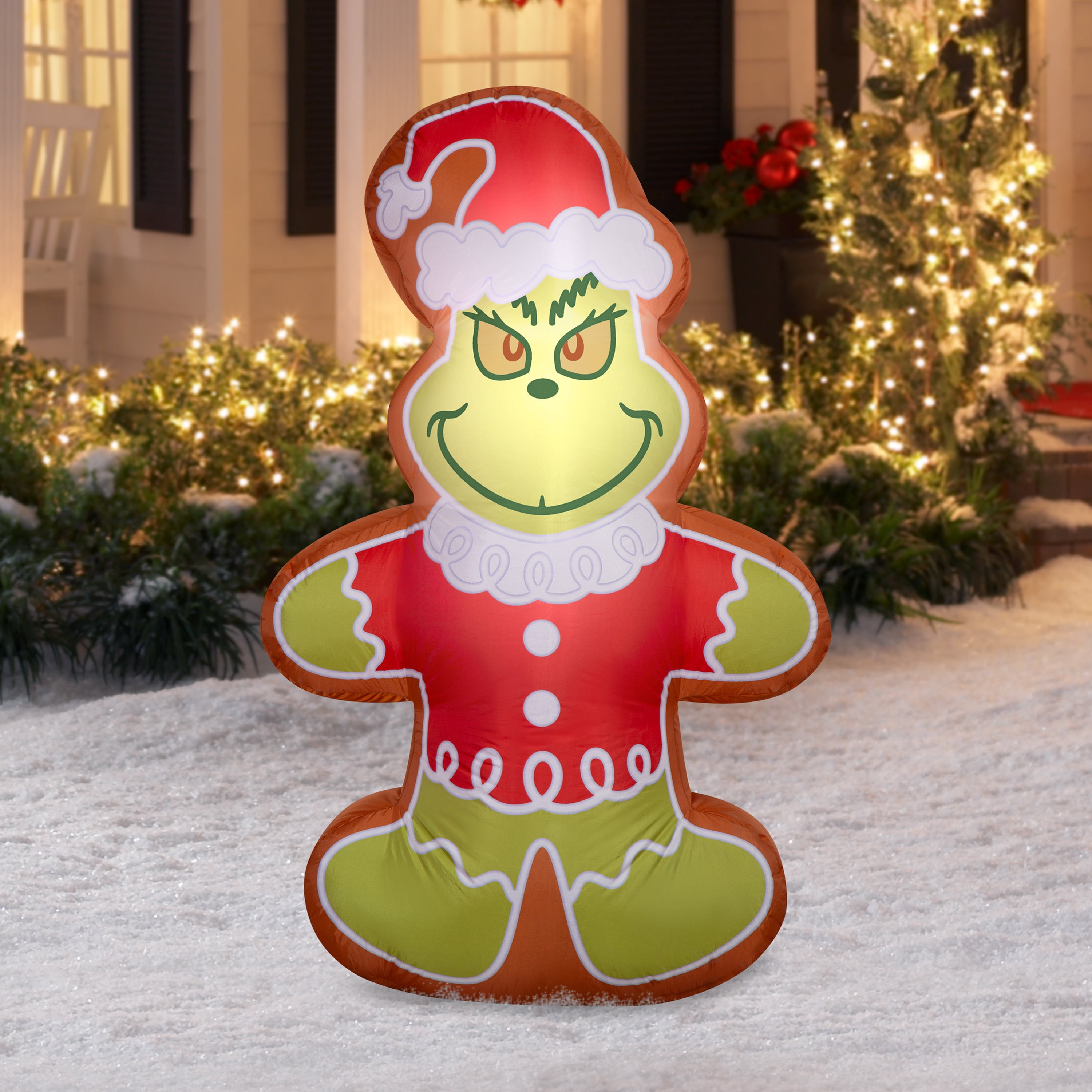 Airblown Yard Inflatables Christmas Light Photorealistic Gingerbread Grinch Dr. Seuss 5 ft