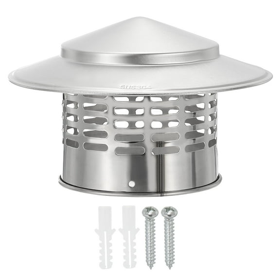 Uxcell 4" Chimney Cap, 304 Stainless Steel Round Chimney Cover Cap Hood Screen Roof Vent for Fireplace Stove Pipe