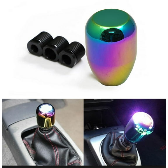 ICBEAMER Neo Chrome Aluminum 2.5" Shift Knob, Fit Automatic and 4, 5 and 6 Speed Manual Transmission Vehicles, Interior Car Gear Lever Stick Shift Handle Automotive Replacement Parts, 1 Piece