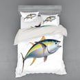 thumbnail image 2 of Fish Duvet Cover Set, Yellowfin Tuna Realistically Illustrated Shadows and Water Details on Fins, Bedding Set with Shams and Fitted Sheet, 3 Sizes, by Ambesonne, 2 of 3