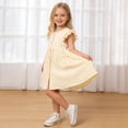 thumbnail image 4 of REDARER Girls Crinkle Cotton Ruffle Sleeve Dress Button Down Front Casual Summer Dress with Pockets,4-5 Years, 4 of 8
