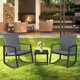 thumbnail image 2 of 3 Piece Rocking Bistro Set Wicker Patio Outdoor Furniture Porch Chairs Conversation Sets with Two Rocking Chairs, Glass Coffee Table, Durable Patio Furniture Set for Backyard Porch Poolside, Q9776, 2 of 12