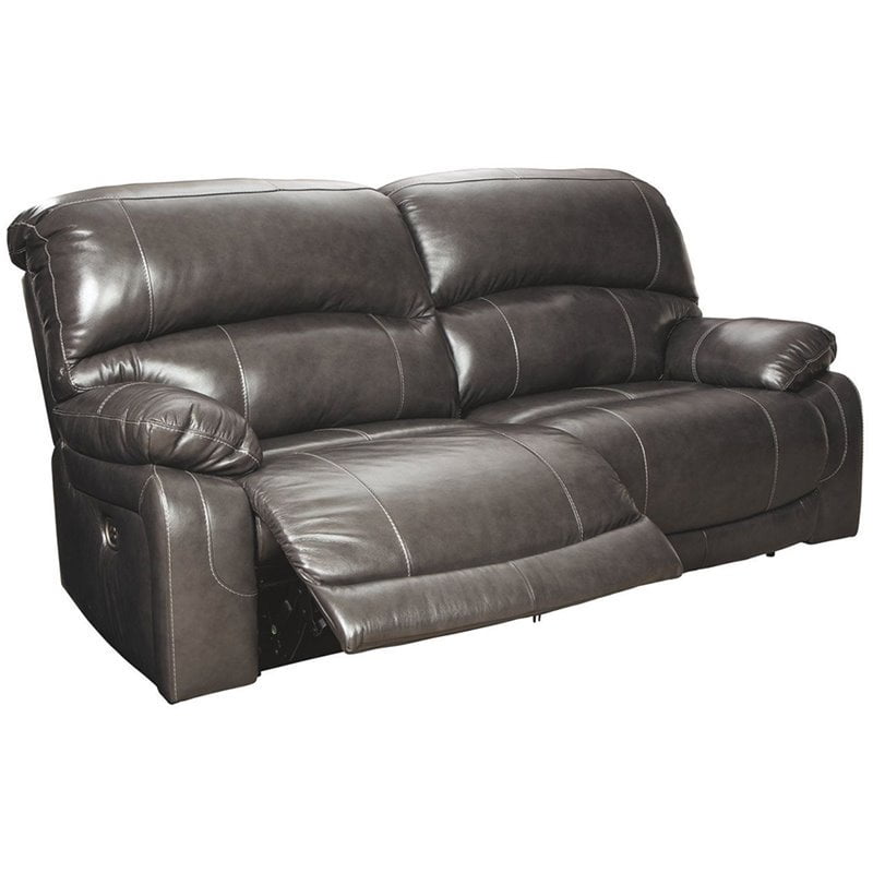 Ashley Furniture Hallstrung Leather Power Reclining Sofa in Gray - Walmart.com - Walmart.com