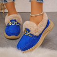 thumbnail image 2 of FRSASU Women's Winter Loafers Dressy Casual Slip On Non Slip Round Toe Fur Lined office Walking Shoes Blue, 2 of 7