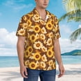 thumbnail image 3 of Disketp Vintage Wood Grain Sunflower B Hawaiian Shirts for Men,Mens Casual Short Sleeve Button Down Shirts Beach Shirt,Large, 3 of 7