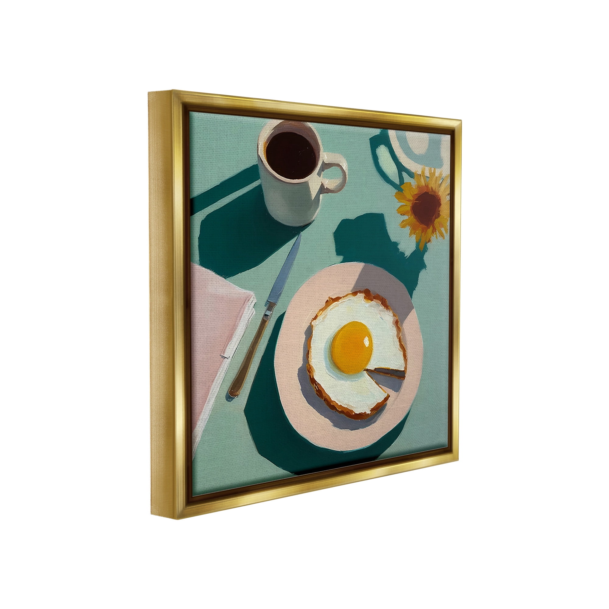 Stupell Industries Kitchen Brunch Meal Food & Beverage Painting Gold Floater Framed Canvas Art Print Wall Art, 18 x 18