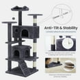 thumbnail image 3 of EDX 54" Cat Tree Tower for Indoor Cats, Multi-Level Pet Furniture with Sisal Scratching Post, Large Cozy Condo, Climbing Ramp, Kitten Toy, Dark Grey, 3 of 9