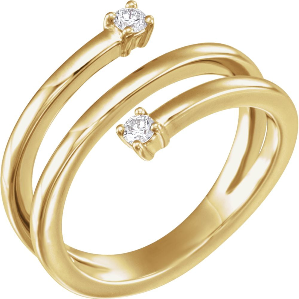 Diamond2Deal - 14K Yellow Gold Women 1/8 Cttw Diamond Bypass Engagement