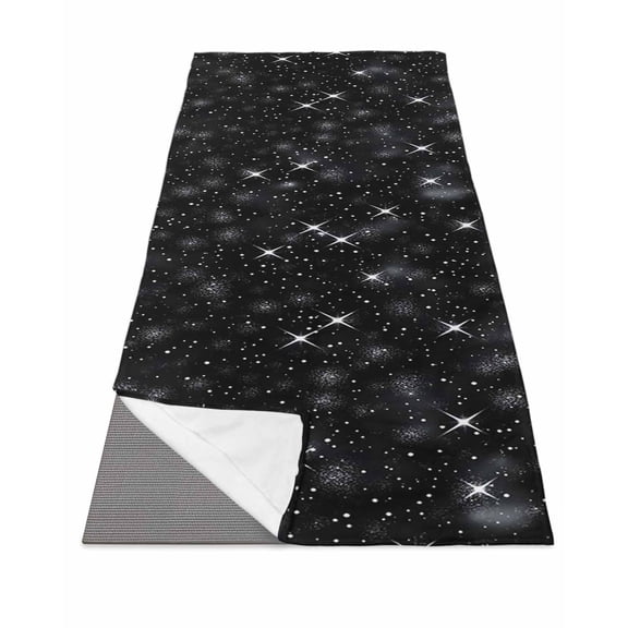 Starry Sky Yoga Towel for Hot Yoga Non Slip, Modern Black Abstract Dots Stars Aesthetic Yoga Mat Towel Absorbent Yoga Sweat Towels Microfiber Hot Yoga Blanket for Bikram Pilates 26"x74"