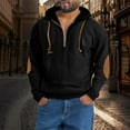 thumbnail image 5 of Txeol 1/4 Zip Pullover Mens Big and Tall Corduroy Hooded Sweatshirt Color Block Outdoor Athletic Drawstring Hoodies,M Black, 5 of 7