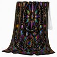 thumbnail image 2 of Rainbow Sacred Geometry Mandala with Planets, Psychedelic Celestial Style for Cosmic Art Lovers, Starry Chart Scene and Birthday Gift, Soft Flannel Blanket, Home Decor, 2 of 9