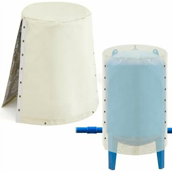 3 Way Round Water Well Tank Cover Insulated 24"w x 34"h Weatherproof Water Pressure Tank Jacket Multiple Layers Material Outdoor Well Insulation Blanket for Yard Outside Winter Freeze Protection