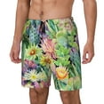 thumbnail image 2 of Balery Watercolor Blooming Cactus Mens Swim Trunks Swim Shorts for Men Quick Dry Inseam Beach Shorts with Compression Liner Pocket-Small, 2 of 9