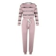 thumbnail image 5 of Long Sleeve Crew Neck Plus Size Casual Stripe Polyester Two Piece Set Of Tops And Pants,Women's Outfit Crewneck Pullover Pants Tracksuit Sweatsuits With Sweatpants, 5 of 5