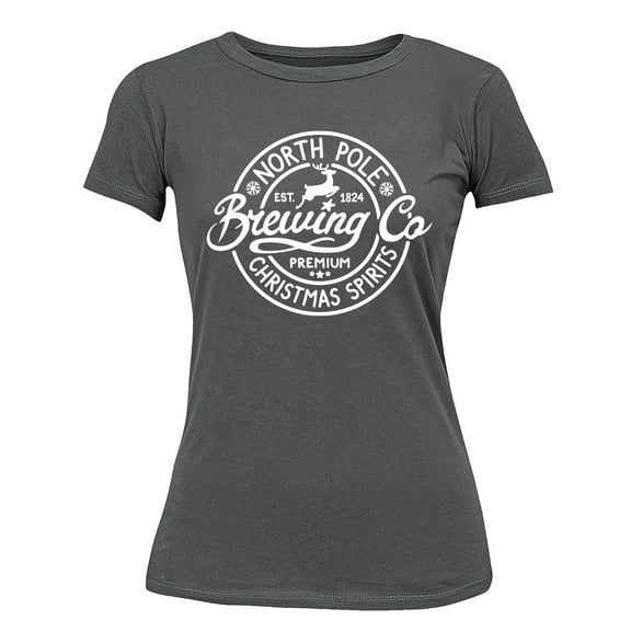 Christmas North Pole Brewing Co Christmas Spirits Shirt Women's T-shirt For Women, 3XL, Charcoal