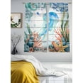 thumbnail image 4 of Summer Ocean Jellyfish Sheer Curtains 72 Inch Long 2 Panels, Nautical Colorful Sea Fish Coral Starfish Wood Grain Light Filtering Rod Pocket Curtains, Sheer Voile Drapes for Living Room, 52"x72", 4 of 8