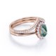 thumbnail image 3 of JeenMata Anillo de Bodas Halo Ágata Verde Musgo Transparente con Bandas y Moissanita 1,5 ct Huevo: Conjunto Pavé V: Baño Oro Rosa 18 K sobre Plata, 3 of 6