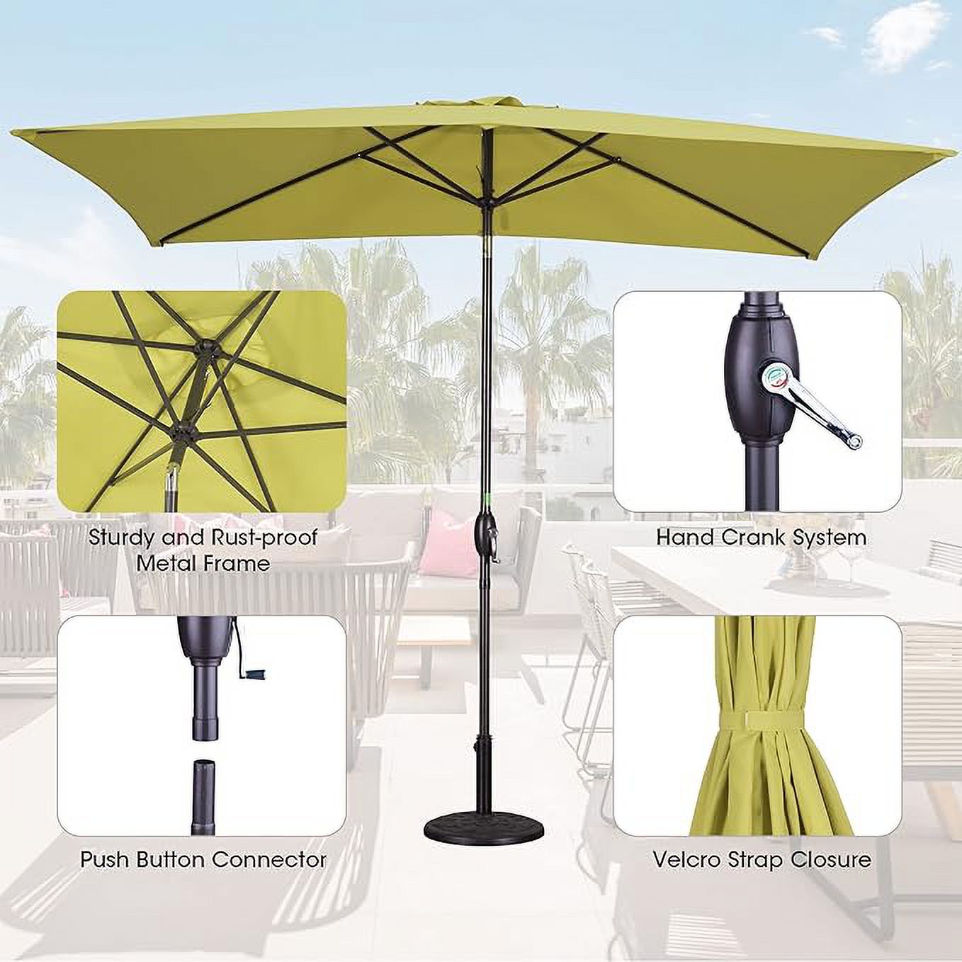 11-ft solar powered market patio umbrella with base 11' Patio Umbrella | Treasure Garden Market Umbrella