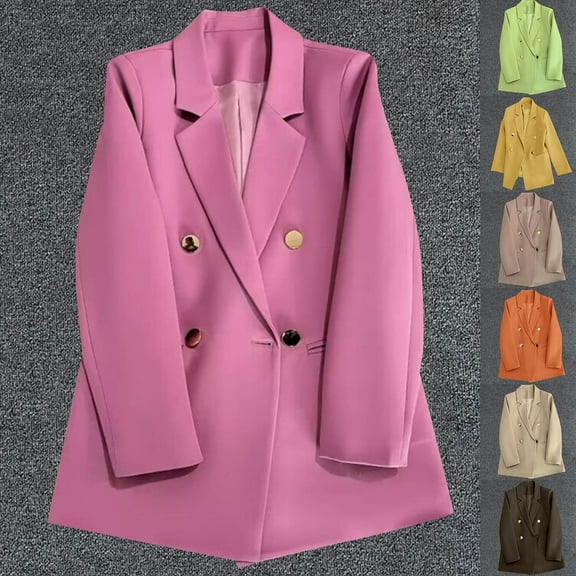 Sakmal Open Front Womens Blazers for Work Casual Plus Size Brown Cardigan Jacket Lapel Collar Long Sleeve Ladies Blazer L