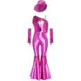 thumbnail image 3 of TTAO Combinaison Disco Métallique Brillante pour Filles avec Accessoires, Rétro, Franges, Danse Funky, Rose Vif 8, 3 of 6