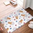 Bathroom Rugs Mat, Red Blue Stars Ice Cream Print Washable Non Slip
