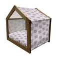 thumbnail image 2 of Pink and Grey Pet House, Little Mouse Characters with Hearts on Striped Backdrop Cartoon Lovers, Outdoor & Indoor Portable Dog Kennel with Pillow and Cover, 5 Sizes, Grey and Pink, by Ambesonne, 2 of 5