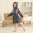 thumbnail image 4 of FORMRS Niños Bathrobe Unisex Hooded Robe Soft Plush Pajamas Sleepwear, Size 10-12T, Black Watercolor Space, 4 of 7