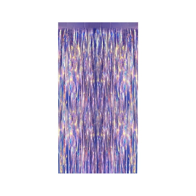 Holographic Rainbow Curtain for Parties & Events | 2M Golden Rain Silk Fringe Door Decor | Iridescent Wedding Birthday Photo Background | 39x79 Inch Colorful Wall Hanging Decoration