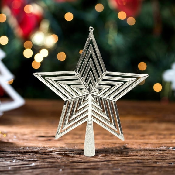 Gallickan Christmas Tree Toppers, Mini Christmas Tree Topper Star, Christmas Tree Decoration Treetop for Holiday Ornament or Home Decor, Silver