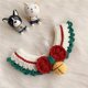thumbnail image 1 of Dog Cat Crochet Bow Tie Collar Cute Knitted Scarf Plaid Pet Wool Bandana Collar with Flower Bell Cat Necklace, 1 of 4