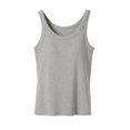 thumbnail image 7 of Fanxing Womens Tank Tops with Built in Bra Strap Camisole Shelf Bra Cotton Undershirts Layering Tank Tops Gray,L, 7 of 7
