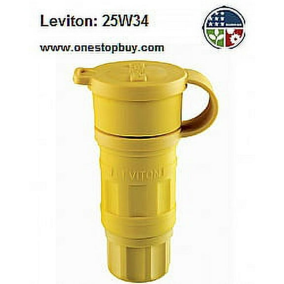Leviton 25W34 Connector Locking Blade Wetguard L7-15R 15A 277V 2P3W Grounding - Yellow
