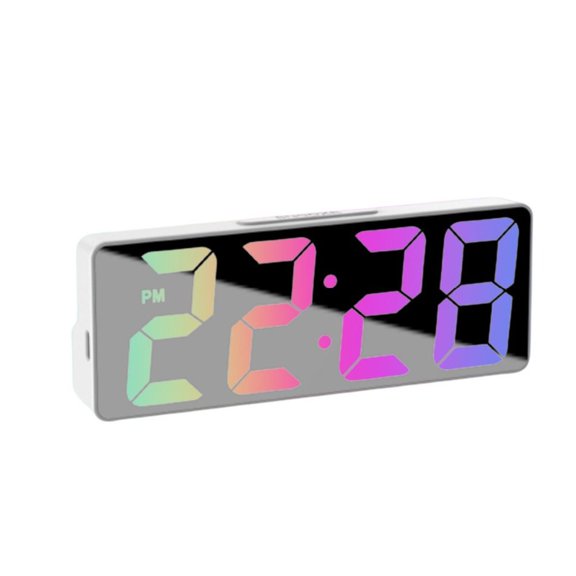 New Adjustable Brightness Bedroom with Temperature Display Electronic LED Alarm Clock Latest Digital Clock Desktop Clock MULTICOLOR WHITE