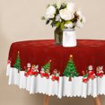 thumbnail image 4 of Winter Christmas Santa Train Snowflake Round Tablecloth,60 Inch,Washable Table Cover for Holiday Indoor Outdoor Decor, 4 of 6