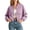 Purple, variant on Women Cropped Baseball Jacket Ribbed Cuff Stand Collar Snap Front Loose Fashion Outerwear Coat for Spring Fall Daily Wear Khaki S
