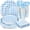 Blue, variant on 400 Pcs Gingham Party Supplies for 50 Guests Blue and White Scalloped Paper Plates and Napkins Knives Spoons Forks Cups Disposable Checkered Dinner Party Set for BBQ Baby Shower Wedding