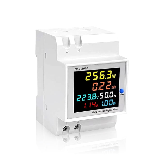 Yeacher Single-phase Electricity Meter Household Intelligent Electric Meter Guide Rail Installation AC Voltage Current Power Frequency Electric Energy Power Factor LCD Color Screen
