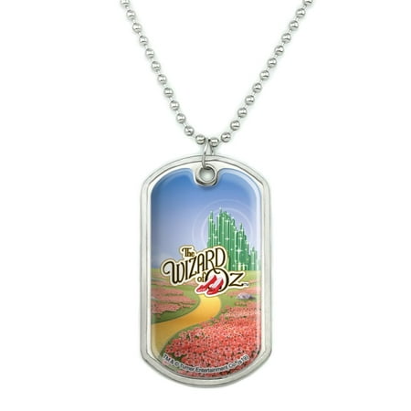 The Wizard of Oz Ruby Slippers Logo Military Dog Tag Pendant Necklace with Chain