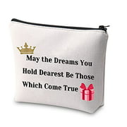 XYANFA Quinceanera Gift Girl Princess Crown Makeup Bag Sweet 15 Gift May The Dreams You Hold Dearest Be Those Which Come True Quince Gift 15th Birthday Gift for Her (Beige)