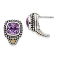 thumbnail image 1 of 925 Sterling Silver 14k Vintage Amethyst Earrings Drop Dangle, 1 of 7